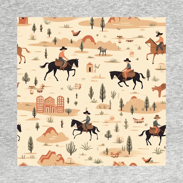 Wild West Adventure Seamless Pattern for Boys by acrylicpainterr